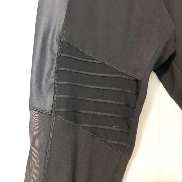 Z by Zobha L Black Leggings Ankle High Rise Mesh Polyester Pull On Stretch NWT - Picture 4 of 11